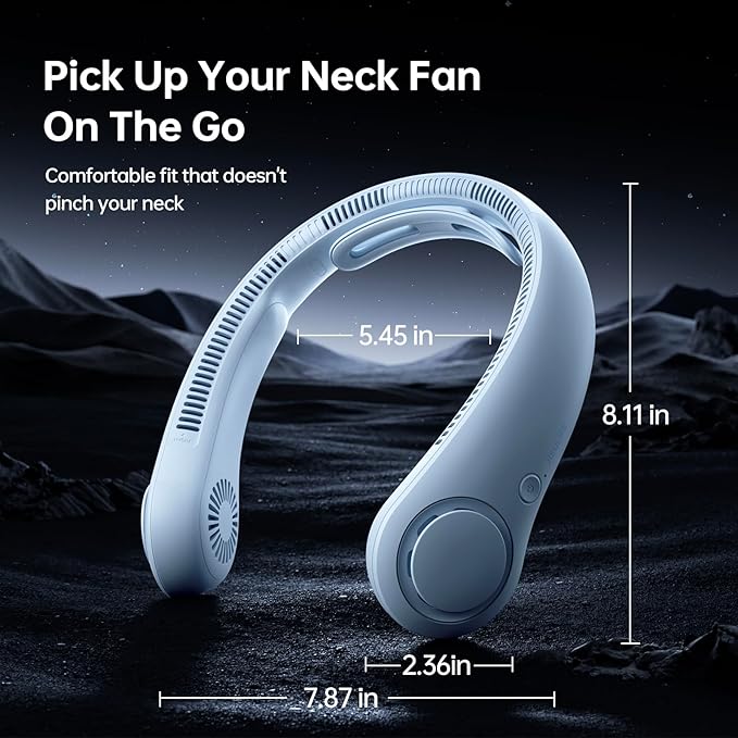 JISULIFE Portable Neck Fan Upgraded, Neckbrace Personal Hands Free, 5 Speed
