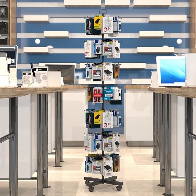 YEOOE Retail Display Racks 7 Tier Spinning Display Stand, Movable Shop Spinner