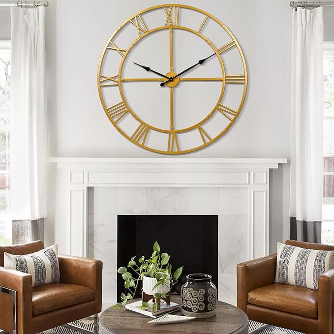 Ohweog Large Wall Clock for Living Room Decor – 40 Inch Silent Non-Ticking