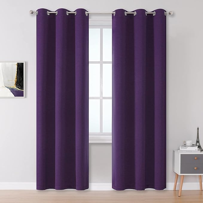 DUALIFE Dark Purple Blackout Curtain