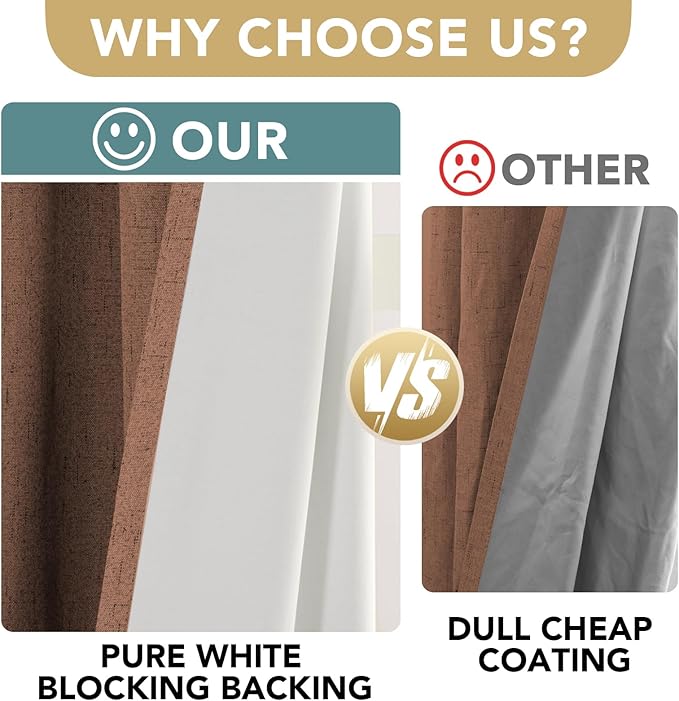 H.VERSAILTEX White Linen Blackout Curtains Durable Thick Textured Linen Look