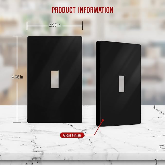 ENERLITES SI8821-BK Duplex Outlet Receptacle Cover, Screwless Wall Plate (10PCS, 10 Pack)