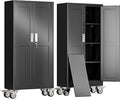 61" H Metal Garage Storage Cabinet, Rolling Tool Cabinet
