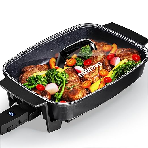 Nuwave Medley XL Digital Electric Skillet, Family Size Griddle w/Glass Lid