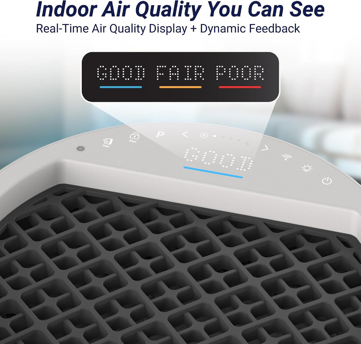 WINIX AT40 Air Purifier with 2 Years of Filters for Extra Large Room Up to 1968 Ft² in 1 Hr With Air Quality Monitor, True HEPA, Carbon Filter and Auto Mode, Captures Dander, Smoke, Dust