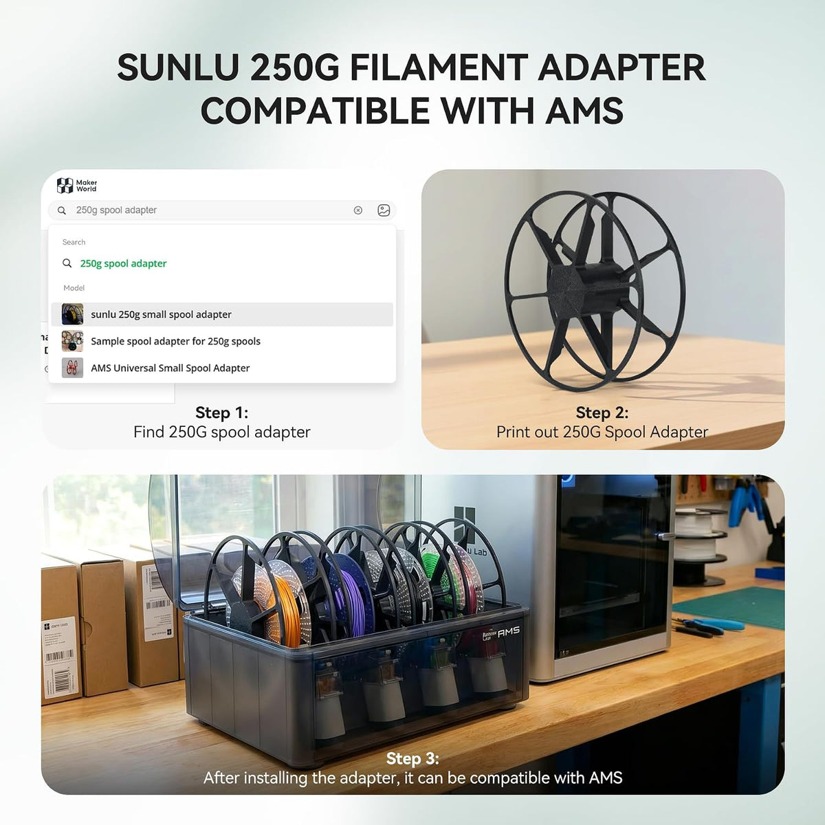 sunlu 16 color pla filament bundle multicolor, 0.25kg shown in use
