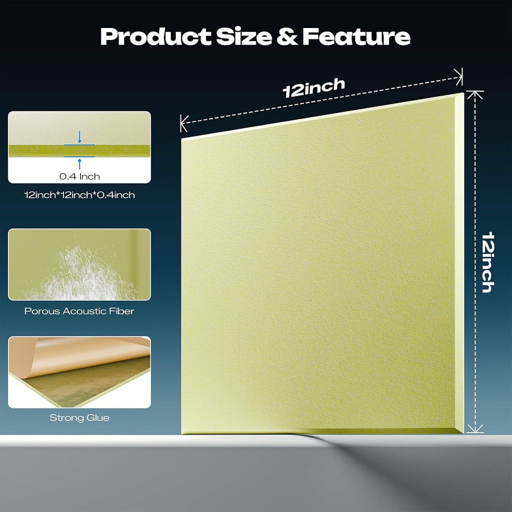 sonicism 12 pack acoustic wall panels showing dimensions