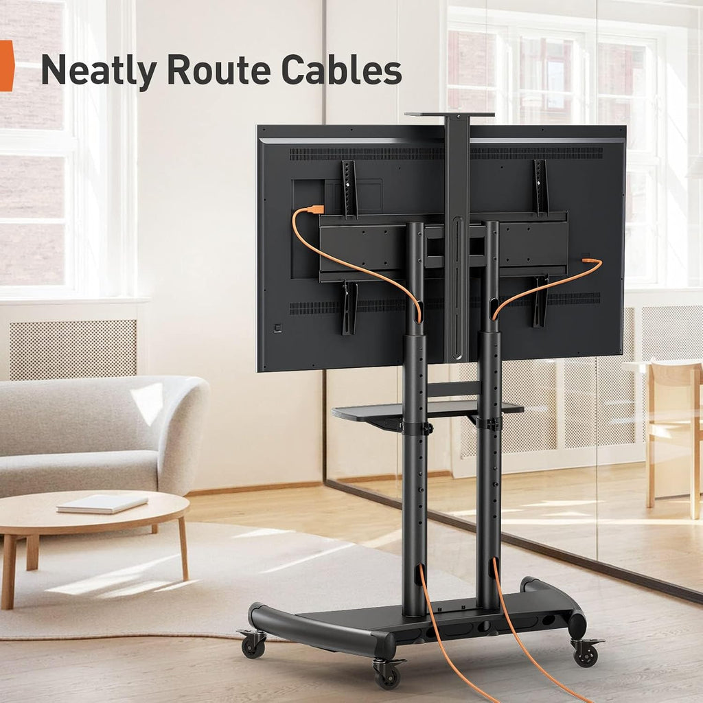 perlegear rolling tv stand, portable tv stand on, package contents