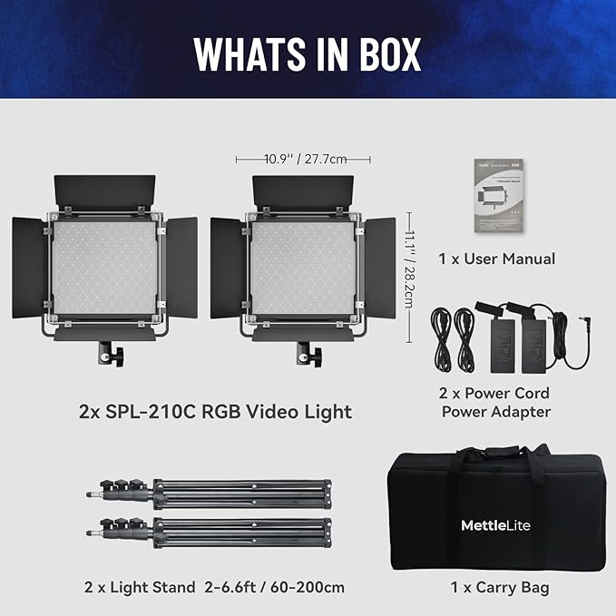Mettlelite SPL210C Light Kit 2 Packs, RGB LED Video Light
