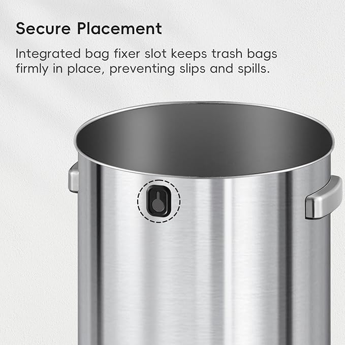 EKO 16-Gallon Round Stainless Steel Open Top Trash Can, Large Commercial Waste