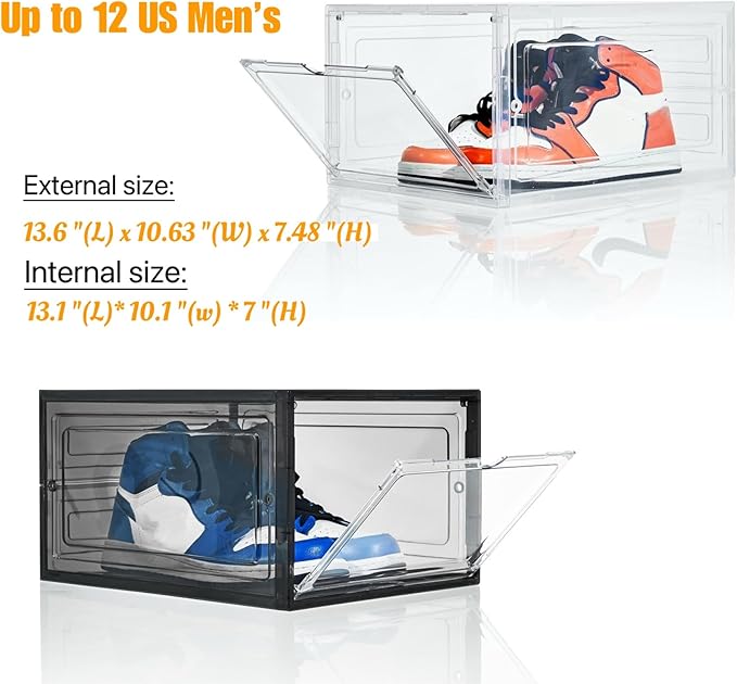 Attelite X-Large Clear Shoe Boxes Stackable Plastic Shoe Organizer, Thicken & (9 Pack)