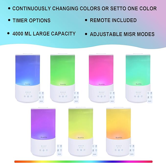 BlueHills Premium 4000 ml Tall Essential Oil Diffuser 4L 4 Liter 50 Hour Run