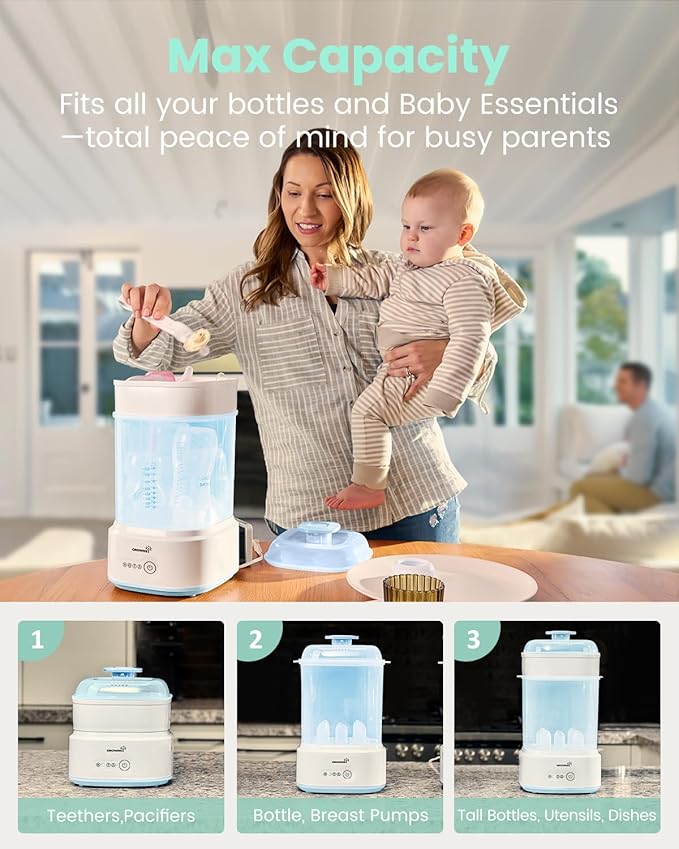 Bottle Sterilizer and Dryer, Compact Electric Steam Baby Bottle Sterilizer