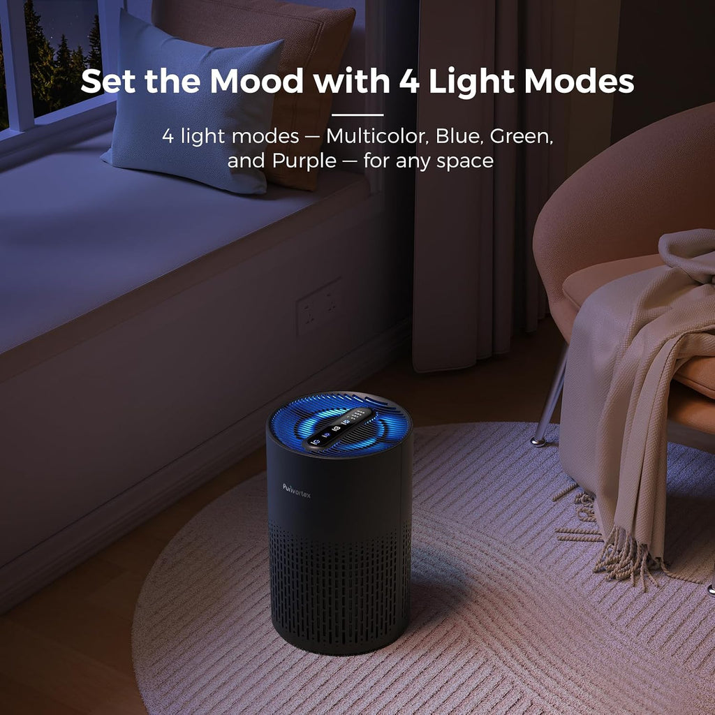 Purivortex Air Purifiers for Bedroom, Covers Up to 880 Sq Ft, PX500 Black