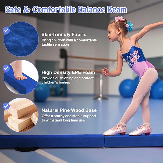 Giantex 7FT/8FT/9FT Balance Beam, Folding Gymnastics Beam w/Carry Handles