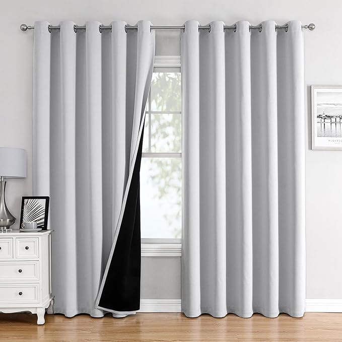 ChrisDowa 100% Blackout Curtains 84 inch Long
