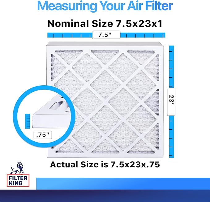 Filter King 7.5x23x1 Air Filter | 4-PACK | MERV 8 HVAC Pleated A/C Furnace
