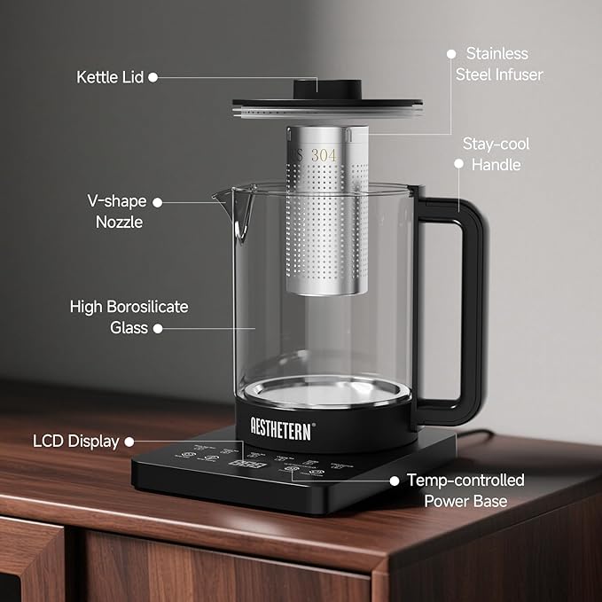 Electric Tea Kettle with Infuser Temperature Control and Automatic Shut Off 24