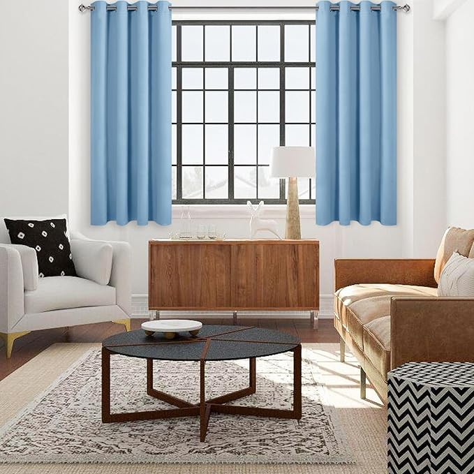 DWCN Light Blue Curtains 63 Inch Length, Room Darkening Drapes