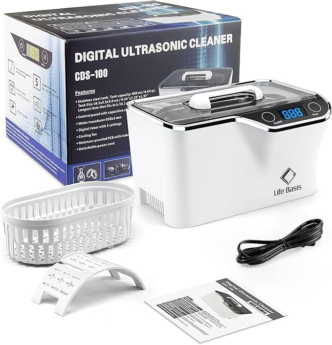 LifeBasis Ultrasonic Jewelry Cleaner, Professional 45kHz Ultrasonic Cleaner