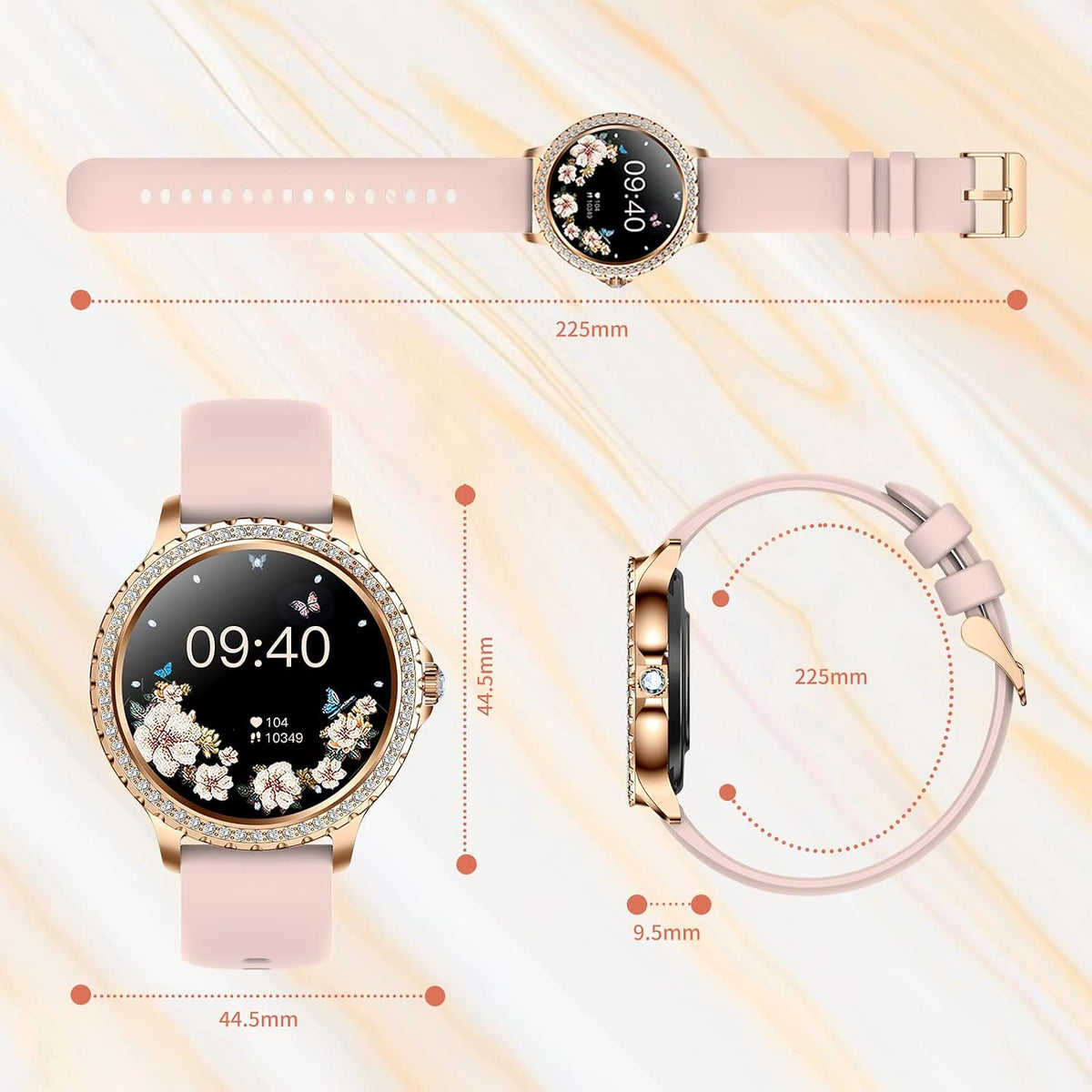 smart watches for women(make/answer call) with diamond:1.32" fitness, view 9