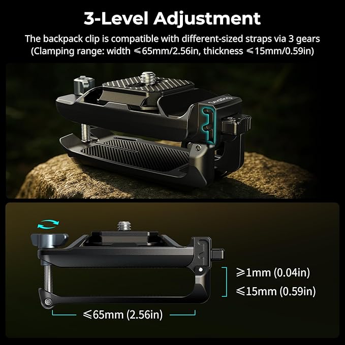 SMALLRIG Camera Clip with Plate, Quick Release System, Max Payload 40kg/88lb