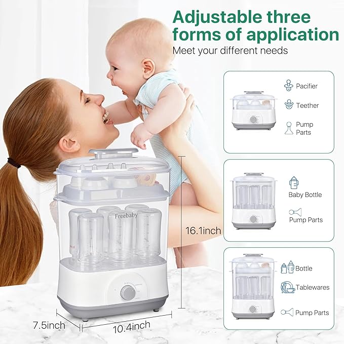 Freebaby Baby Bottle Sterilizer and Dryer, 4 in 1 Electric Steam Sanitizer and