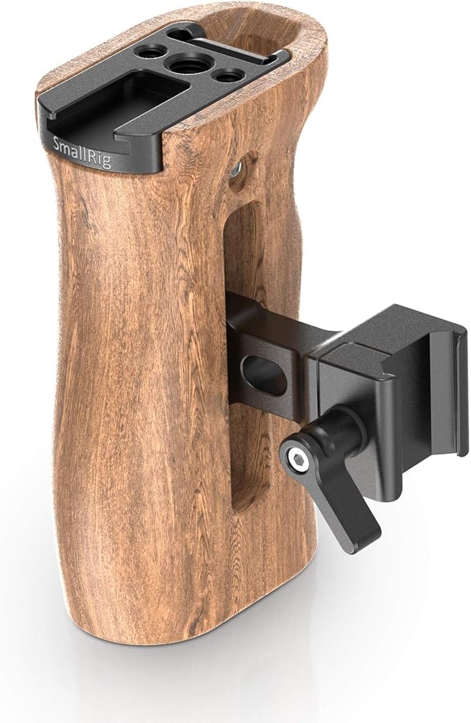 SmallRig Universal Side Wooden NATO Handle Grip DSLR Camera Cage w/Cold Shoe