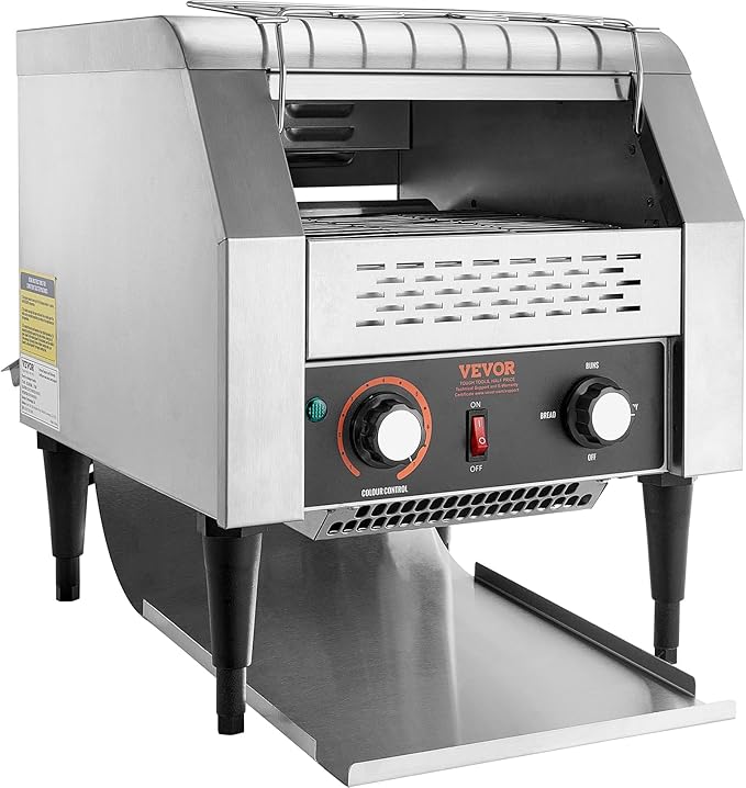 VEVOR Commercial Conveyor Toaster, 300 Slices/Hour, Heavy Duty Stainless Steel