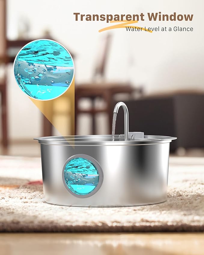 Dog Water Fountain for Large Dogs: 7L/236oz/1.8G Dog Fountain Stainless Steel