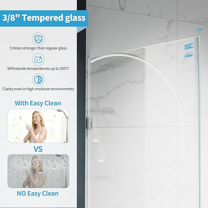 Shower Glass Panel, 30.5" W x 78.75" H Fixed Shower Screen Panel