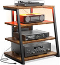 Besiost AV Media Stand with Outlets, Media Console with LED Lights, Stereo