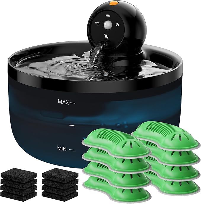 Pet Water Fountain Battery Operated: GOOIFUN Cat Water Fountains - 88oz/2.6L