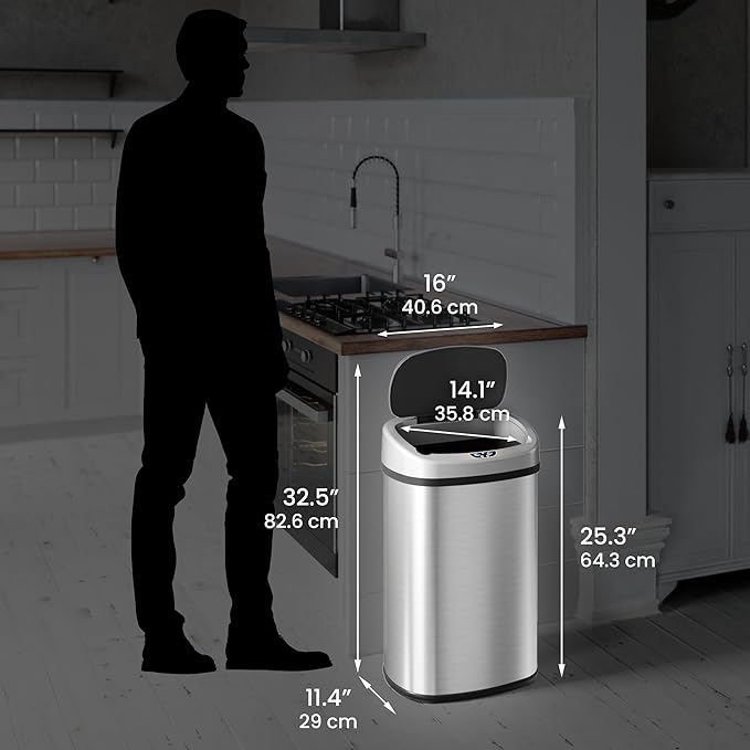 iTouchless 13 Gallon Oval Sensor Trash Can