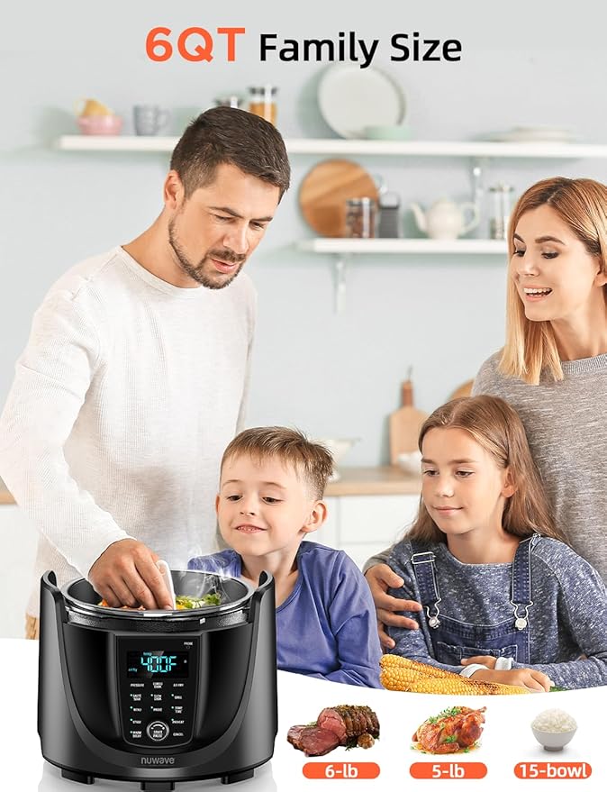 Nuwave Duet Electric Pressure Cooker & Air Fryer Combo, 450 IN 1 Slow Cooker &
