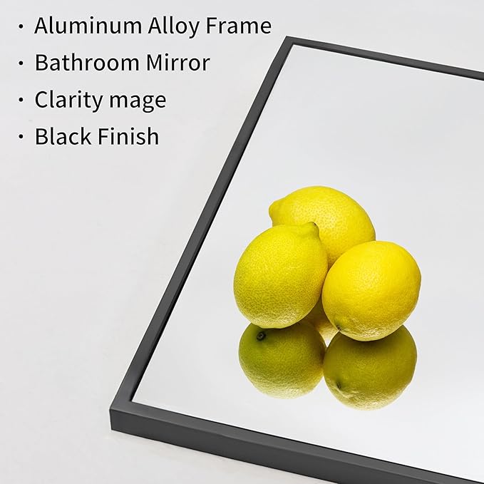 Black Bathroom Mirror for Wall, 30x50 Inch Rectangle Mirrors