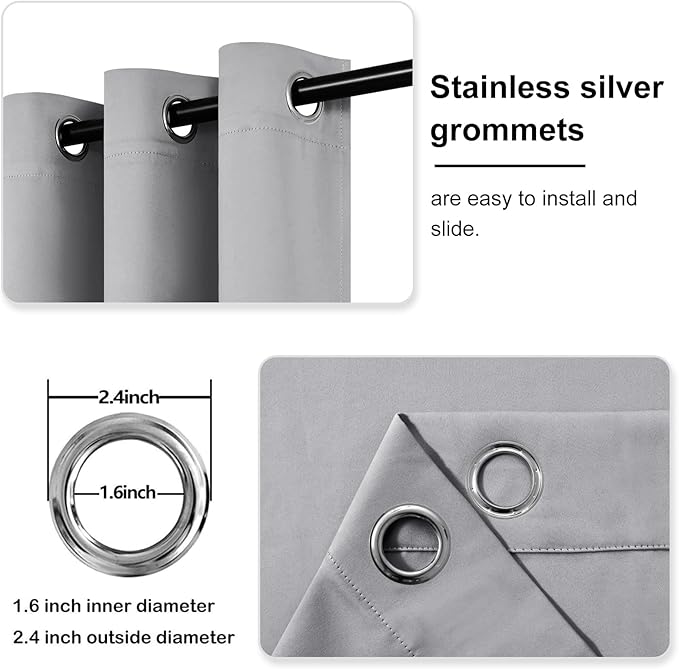 DWCN Blackout Curtains 84 Inches Long, 60 Wide Thermal Grommet Light Blocking