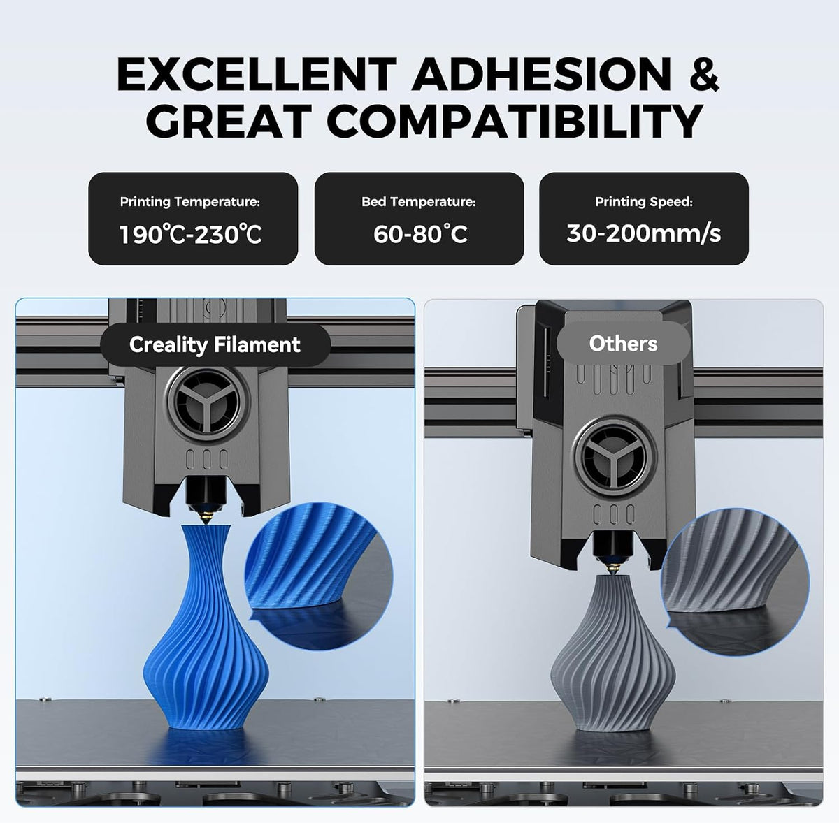 creality petg filament 1.75mm 4kg, black+white+blue+red, total 4-pack showing dimensions