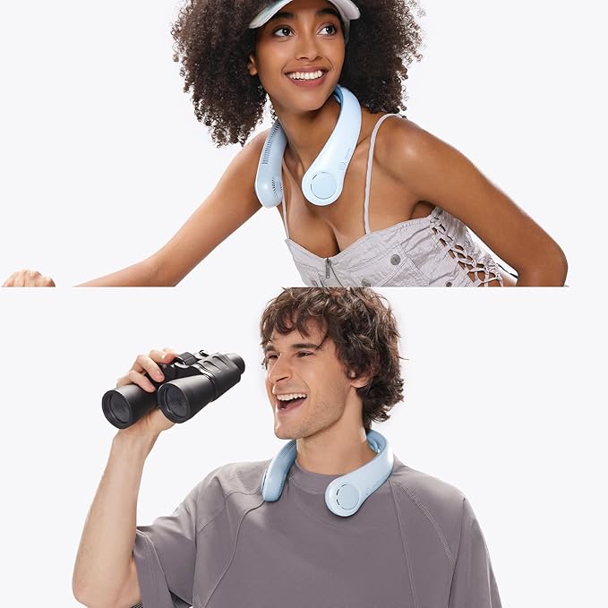 JISULIFE Portable Neck Fan Upgraded, Neckbrace Personal Hands Free, 5 Speed