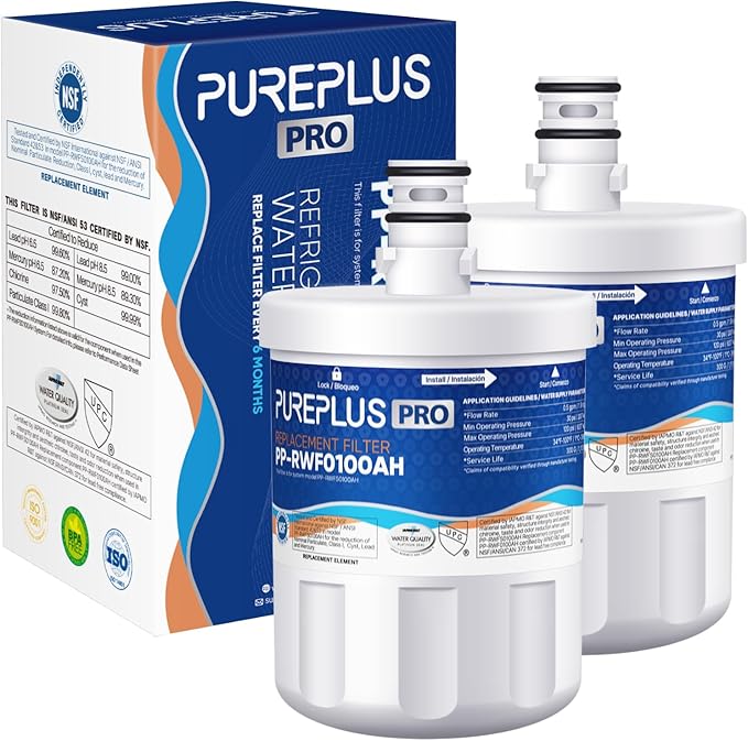 PUREPLUS PRO NSF/ANSI 53&42 Certified Refrigerator Water Filter Replacement (2 Pack)