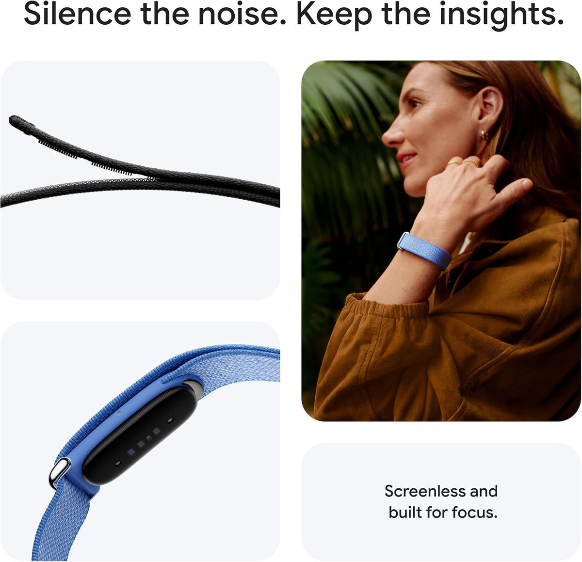 fitbit google air - screenless activity tracker, close-up detail