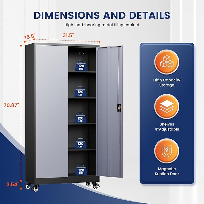 Yizosh Metal Garage Storage Cabinet