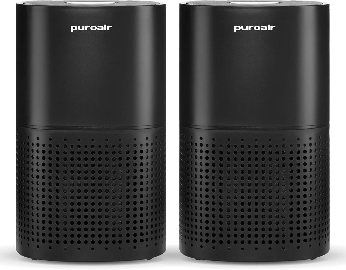 PuroAir 240 HEPA Air Purifiers for Home Pets Bedroom 1000 Ft², Black, 2PK