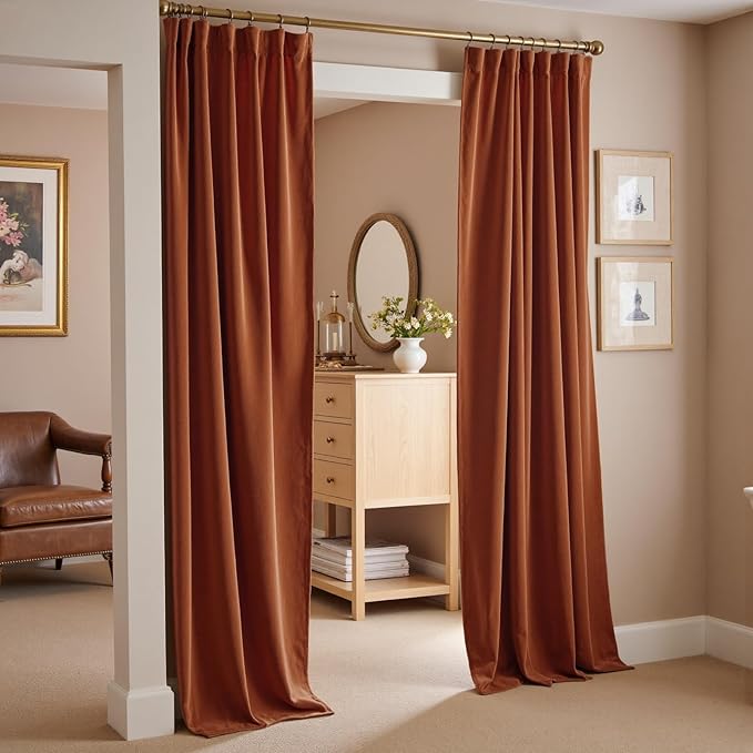 Lazzzy Velvet Blackout Extra Long Curtains Thermal Insulated Room Window Drapes