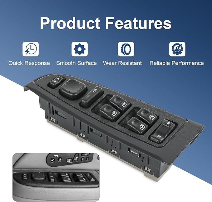 DICMIC Front Driver Side Master Power Window Switch and Door Lock & Black Bezel