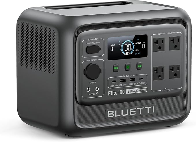 BLUETTI Elite 100 V2 Portable Power Station, 1024Wh LFP Battery Backup w/ 4