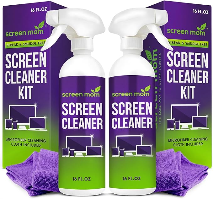 Screen Mom Screen Cleaner Spray and Microfiber Cloth 2-Pack Screen Cleaner