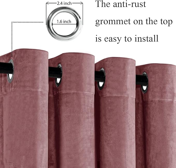JIUZHEN Velvet Curtains 90 inches Long (Set of 2)