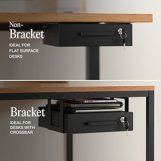 Under Desk Drawer Slide-Out – Lockable Metal Storage Drawer