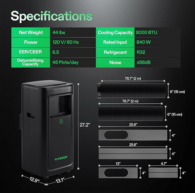VIVOSUN AeroLush C08 Smart Air Conditioner, 4-in-1 Function,